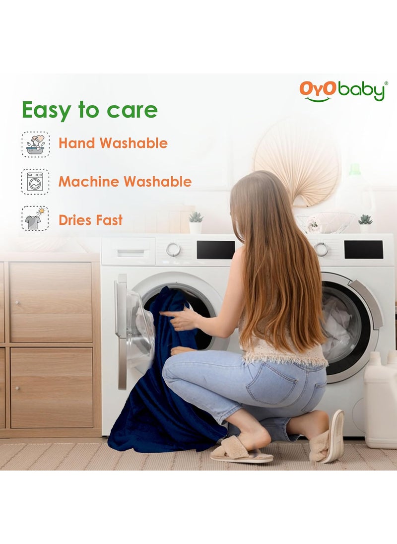 OYO BABY - OYO BABY Dry Sheet, Anti-Piling Fleece, Extra Absorbant & Quick Dry Sheet for Baby & Adult, Mattress Proector Waterproof Bed Sheet, Baby/Adult - Single Bed - (72" X 36") - Dark Blue - Image 1