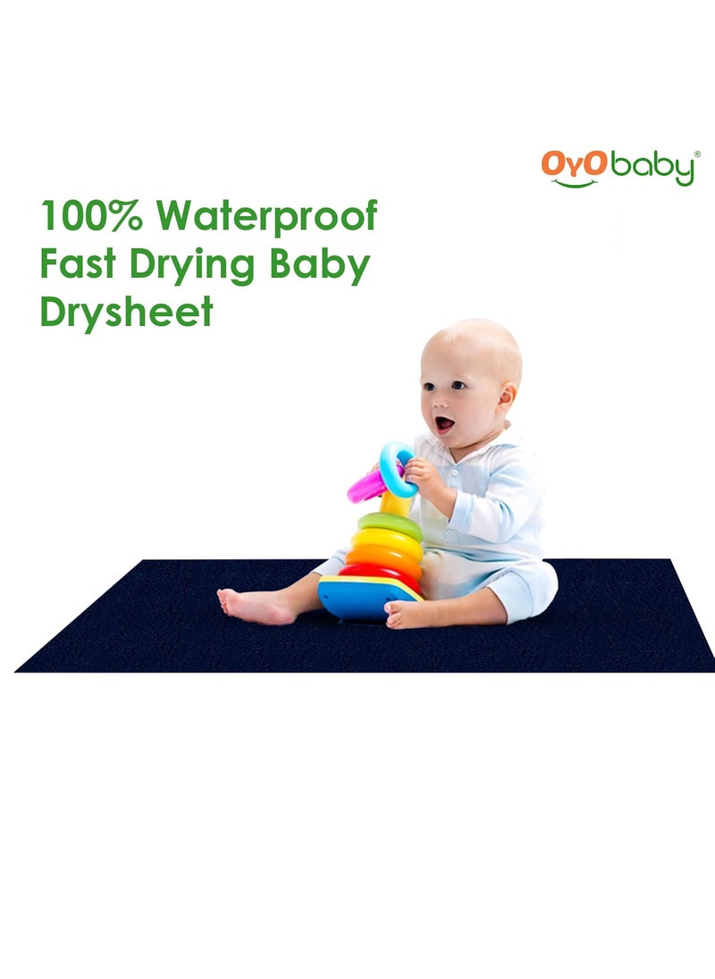 OYO BABY - OYO BABY Dry Sheet, Anti-Piling Fleece, Extra Absorbant & Quick Dry Sheet for Baby & Adult, Mattress Proector Waterproof Bed Sheet, Baby/Adult - Single Bed - (72" X 36") - Dark Blue - Image 1