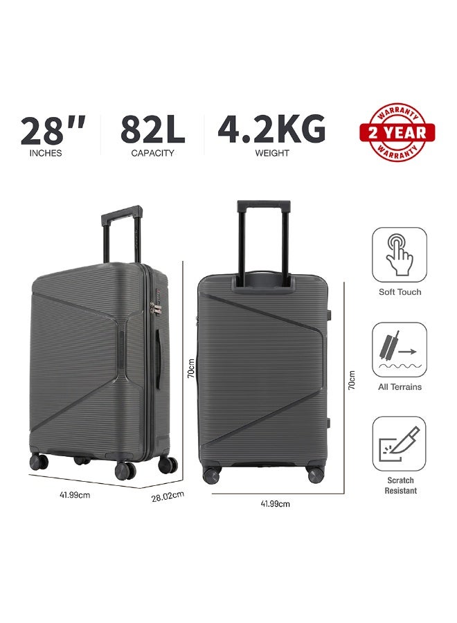Eagle Express Cruiser Elite 28 Inch Large Luggage Dark Grey, PP Hard Shell Check-In Trolley Suitcase with Lightweight Travel Design, Durable Spinner Wheels, Secure Lock System and 2 Year Warranty - Image 3