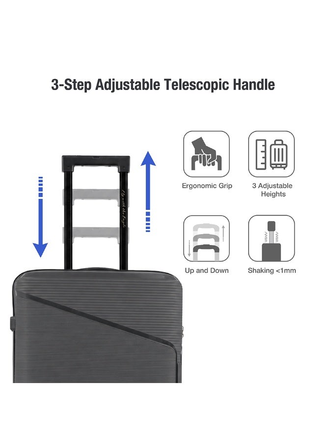 Eagle Express Cruiser Elite 28 Inch Large Luggage Dark Grey, PP Hard Shell Check-In Trolley Suitcase with Lightweight Travel Design, Durable Spinner Wheels, Secure Lock System and 2 Year Warranty - Image 4