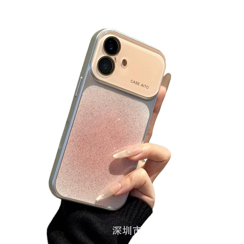 غطاء واقي بPC لـ iPhone 17 / 17 Air / 17 Pro / 17 Pro Max مع حماية من السقوط وتدرج وردي خفيف مع مقاوم للصدمات مع بريق لامع مع تأثير أومبري باللون أخضر باللون الوردي باللون الأخضر - Image 2