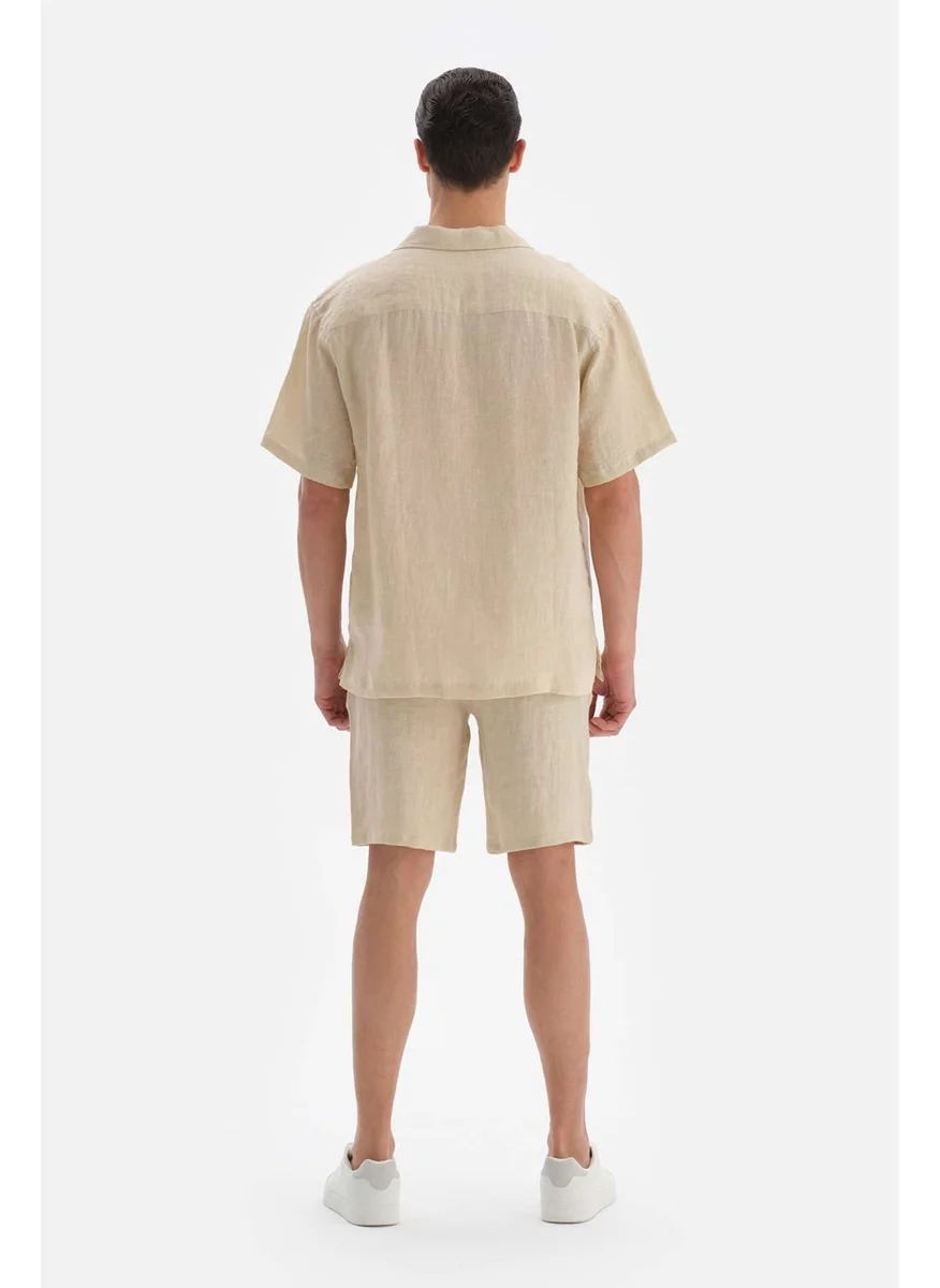 داجي Beige Linen Shorts