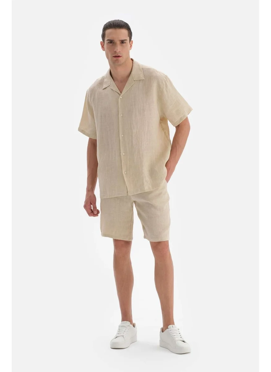 داجي Beige Linen Shorts