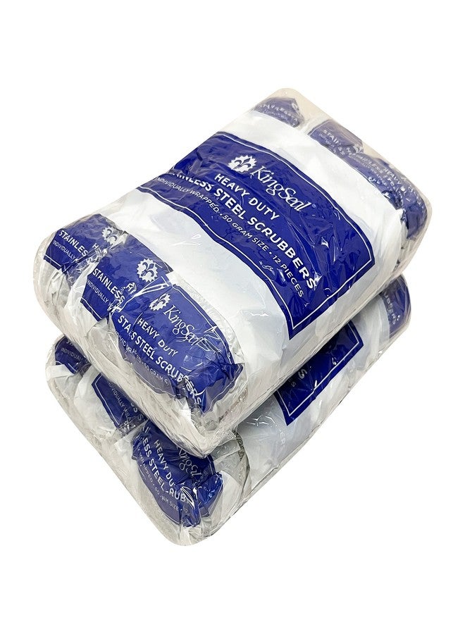 KingSeal 24 Count | KingSeal Stainless Steel Scrubbers, Scrub Pads, Heavy Duty, 50 gram Weight, Individually Wrapped - 2 Packs of 12 Scrubbers - Image 3