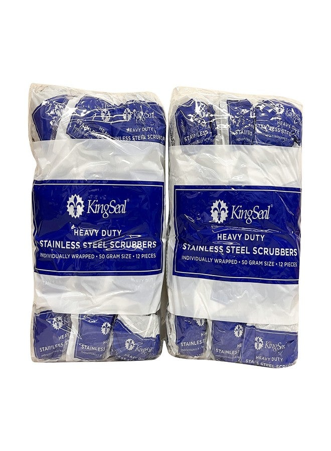 KingSeal 24 Count | KingSeal Stainless Steel Scrubbers, Scrub Pads, Heavy Duty, 50 gram Weight, Individually Wrapped - 2 Packs of 12 Scrubbers - Image 4