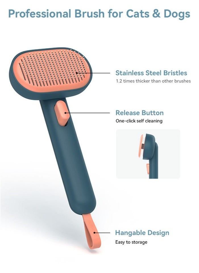 AUMUCA - aumuca Cat Brush Dog Brush for Shedding Grooming, Cat Brushes for Indoor Cats, Slicker Cat Fur Brush Dog Comb with Release Button, Dog Grooming Brush Pet Brush for Semi-Short to Semi-Long Hair, Green - Image 1