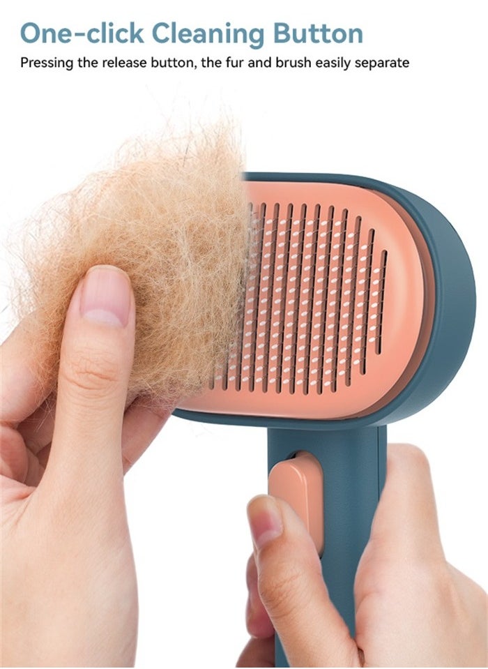 AUMUCA - aumuca Cat Brush Dog Brush for Shedding Grooming, Cat Brushes for Indoor Cats, Slicker Cat Fur Brush Dog Comb with Release Button, Dog Grooming Brush Pet Brush for Semi-Short to Semi-Long Hair, Green - Image 1