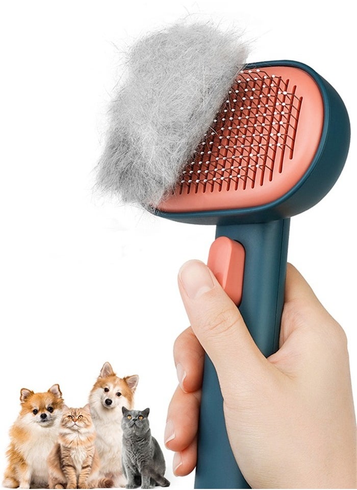 AUMUCA - aumuca Cat Brush Dog Brush for Shedding Grooming, Cat Brushes for Indoor Cats, Slicker Cat Fur Brush Dog Comb with Release Button, Dog Grooming Brush Pet Brush for Semi-Short to Semi-Long Hair, Green - Image 1