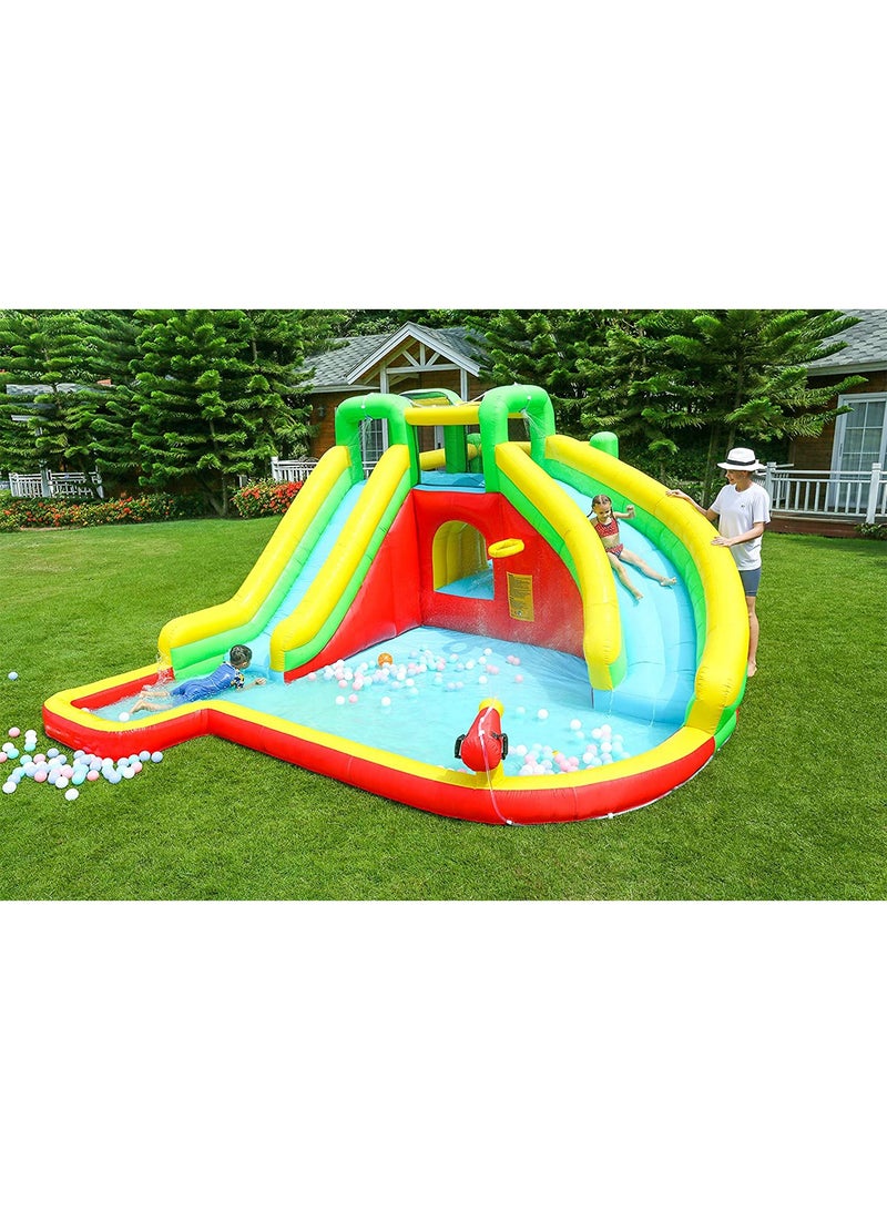 LIMOS Inflatable Twin Water Slide With Bouncer and Tunnel for Kids Outdoor Play - Image 1