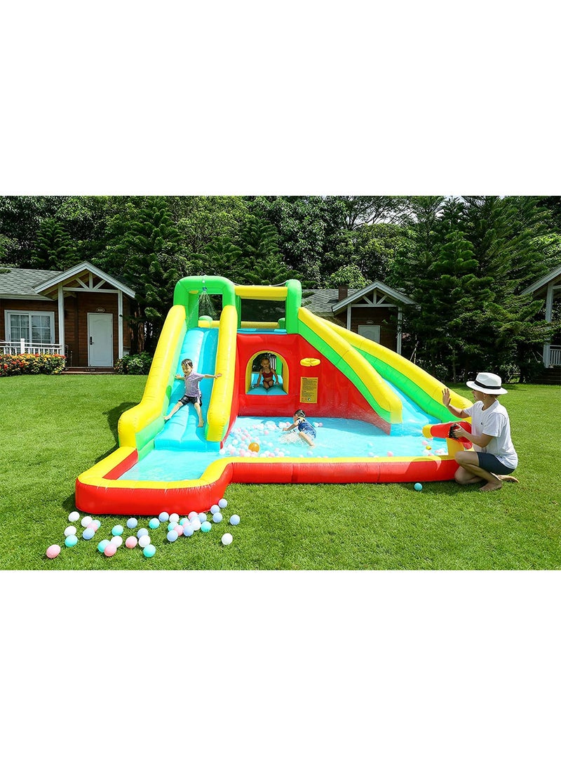 LIMOS Inflatable Twin Water Slide With Bouncer and Tunnel for Kids Outdoor Play - Image 2