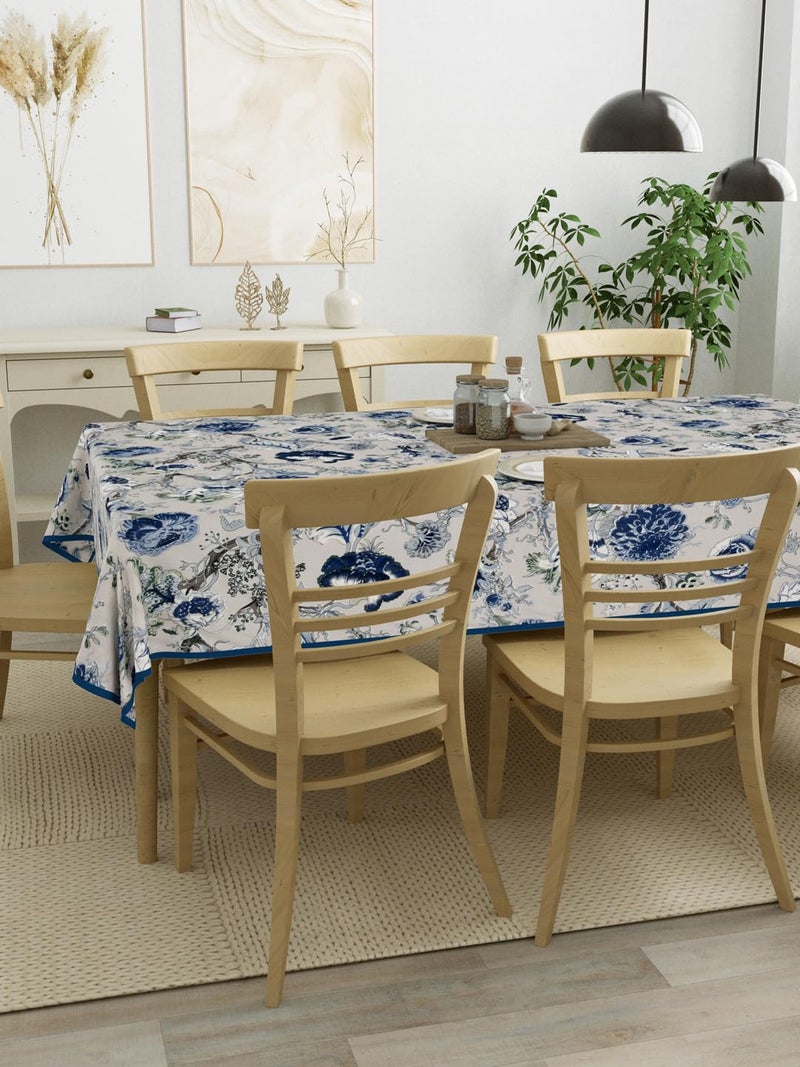 Clasiko 100 Cotton 8 Seater Table Cover 60x108 Inches Blue Flowers - Image 2