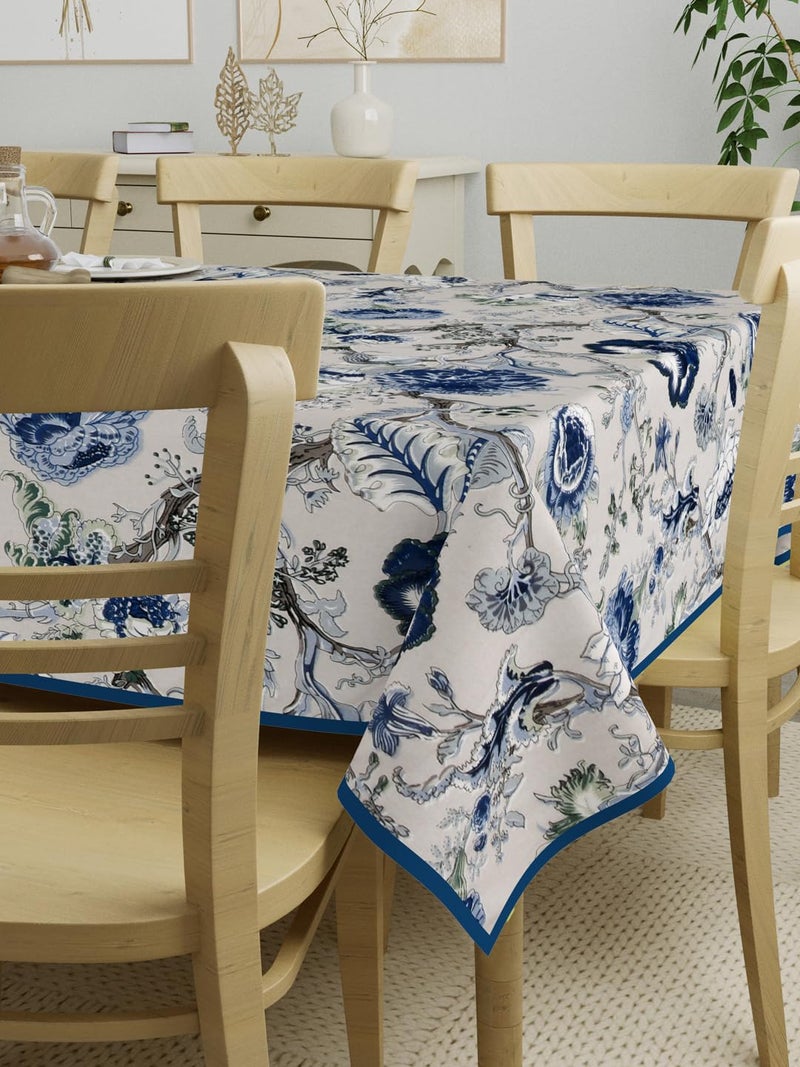 Clasiko 100 Cotton 8 Seater Table Cover 60x108 Inches Blue Flowers - Image 3