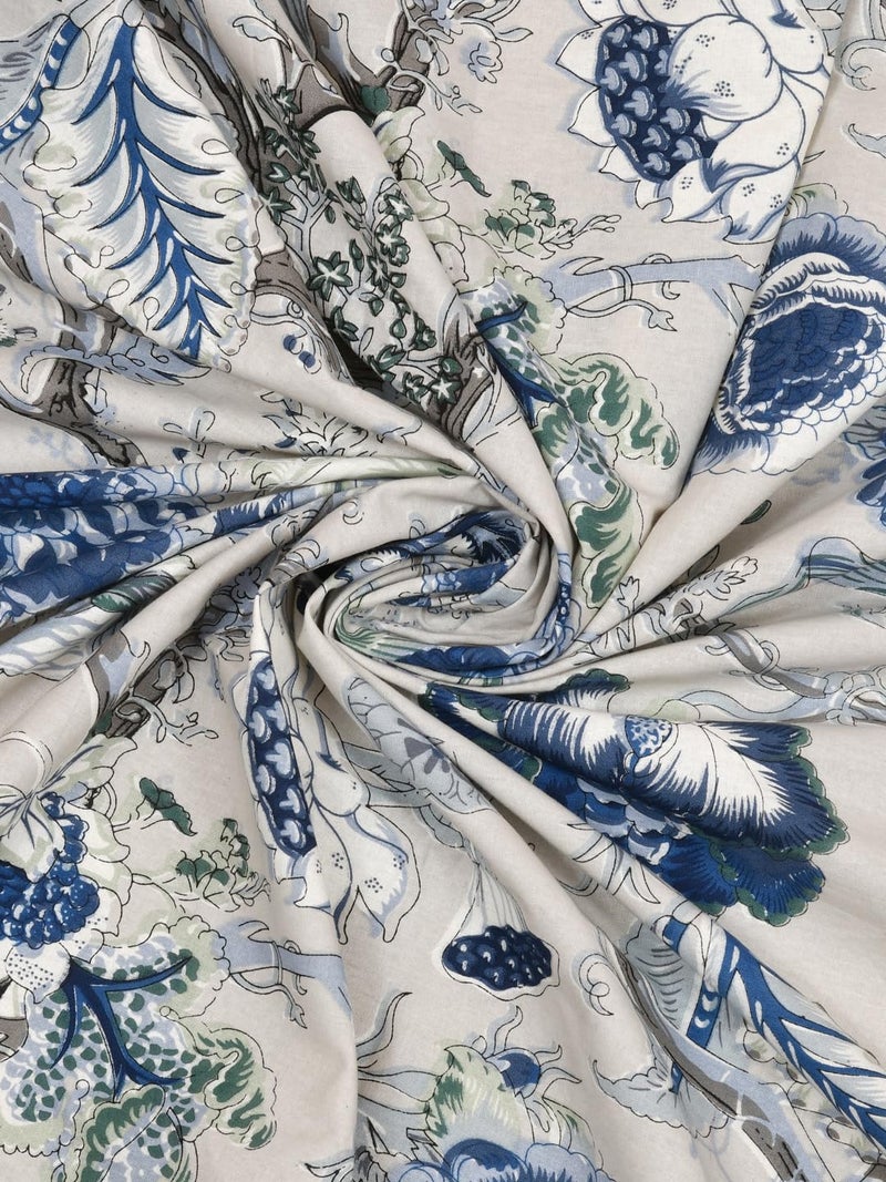 Clasiko 100 Cotton 8 Seater Table Cover 60x108 Inches Blue Flowers - Image 5