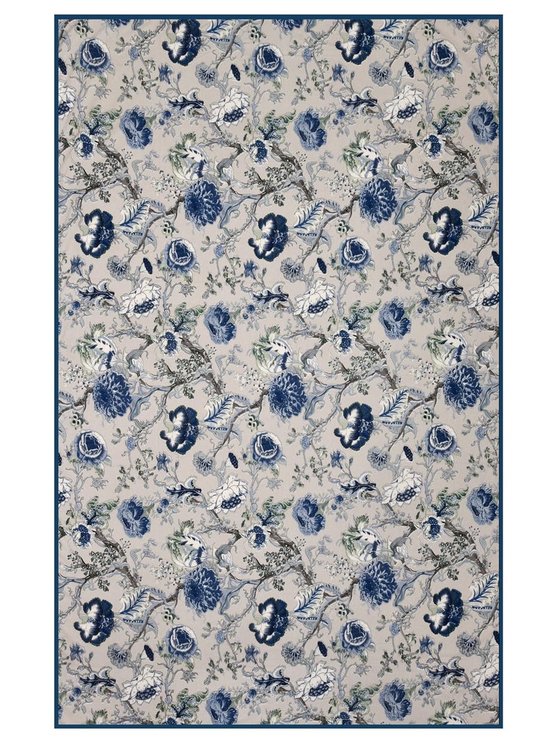 Clasiko 100 Cotton 8 Seater Table Cover 60x108 Inches Blue Flowers - Image 4
