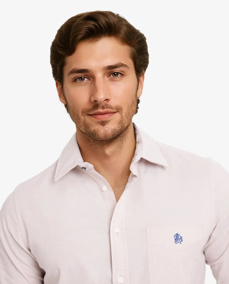 Rare Rabbit Men's Plain Formal Shirt With Embroidered Logo