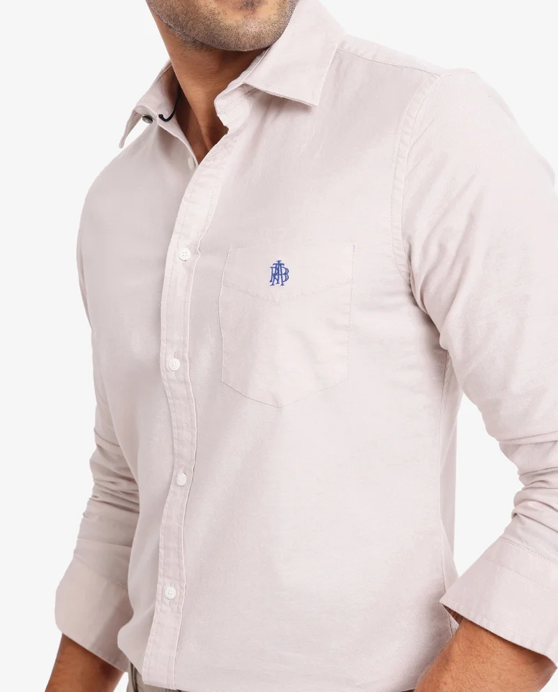 Rare Rabbit Men's Plain Formal Shirt With Embroidered Logo