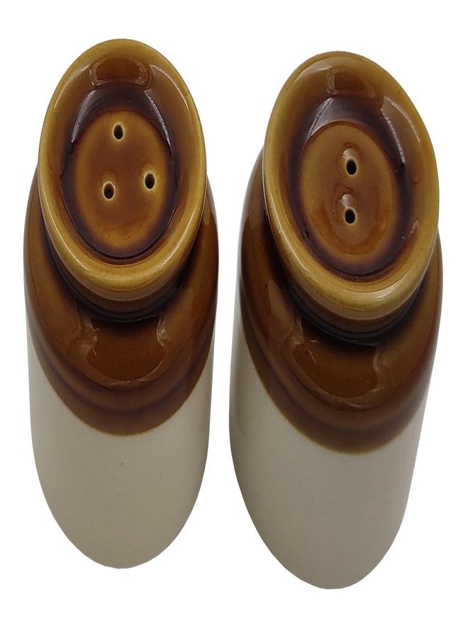 Purpledip Ceramic Salt & Pepper Spice Shakers: Vintage Indian Barni Martbaan Container Design Dining Table Decor (12367C) - Image 3