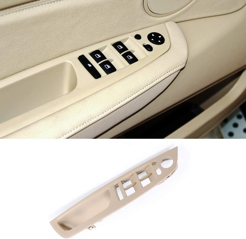 TTCR-II Door Handle Driver Seat Window Switch Panel Cover Trim for BMW X5 X6 (Beige, Driver Side) - Image 1