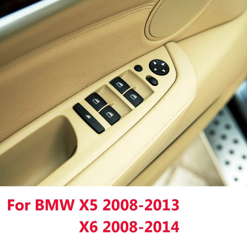 TTCR-II Door Handle Driver Seat Window Switch Panel Cover Trim for BMW X5 X6 (Beige, Driver Side) - Image 5