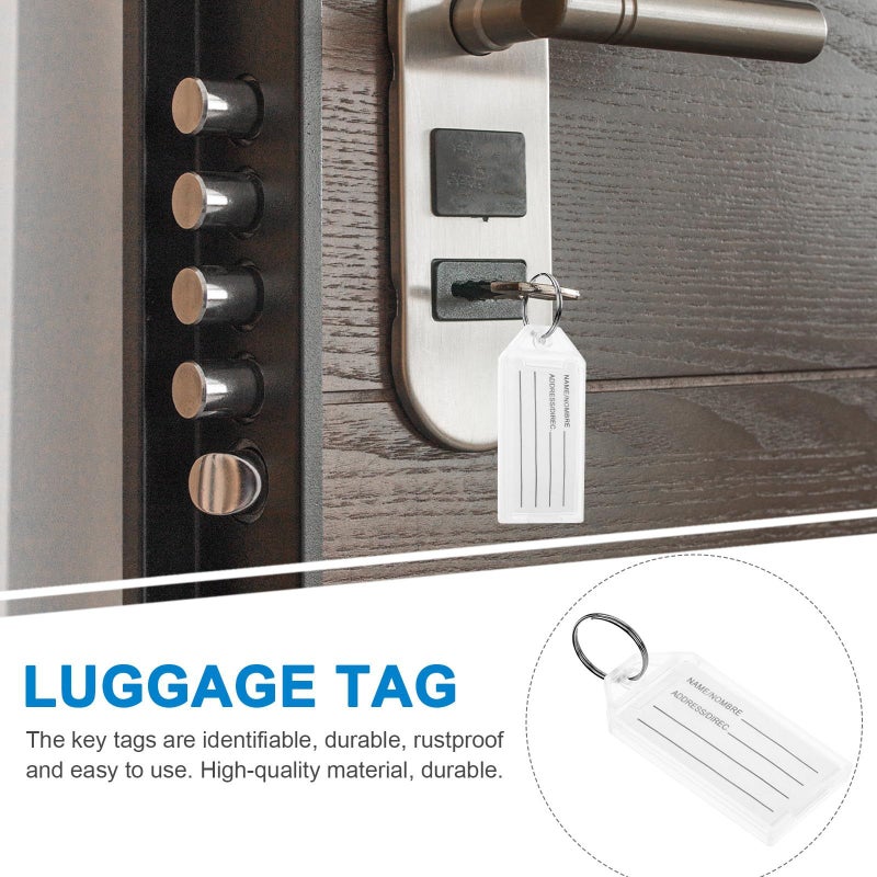30 White Plastic Key Tags With Flipping Lid And Split Rings For Luggage Office Use - Image 4