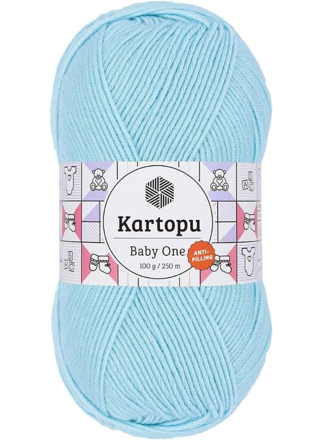 Kartopu خيط كارتوبو K502 بيبي ون – 100 جرام، 250 متر – أزرق سماوي (CMS001901_K502) - Image 1