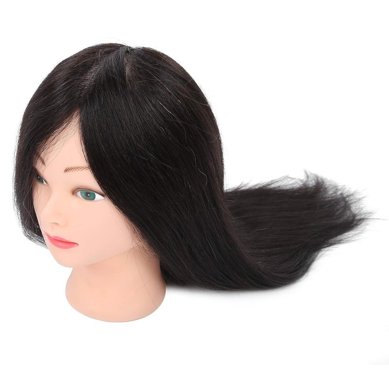 Real Hair Mannequin Head, Human Hair Training Head for Styling Practice with Clamp Holder for Hairdressers Barber Shops Beauty School Students - Image 5