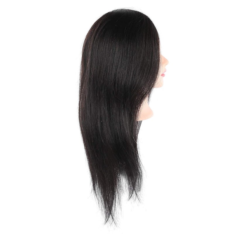 Real Hair Mannequin Head, Human Hair Training Head for Styling Practice with Clamp Holder for Hairdressers Barber Shops Beauty School Students - Image 3