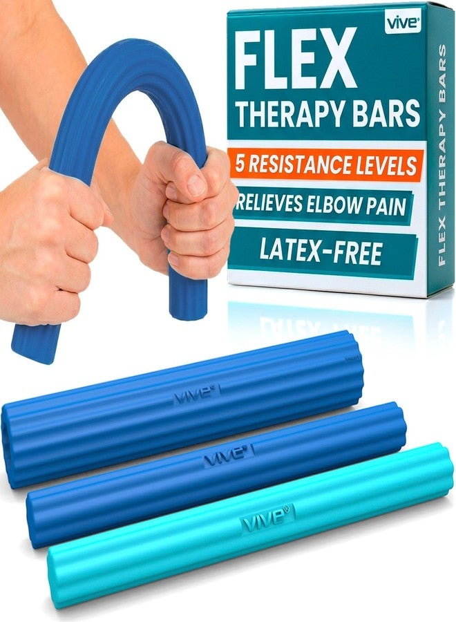 Vive Flex Therapy Bars (3 Pack) - Twist Resistance Hand Grip Strength Trainer for Injury Recovery, Tennis Elbow, Golfers, Tendonitis Pain - Weighted Strengthening Multi Pack - Image 1