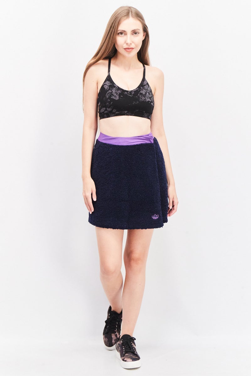 adidas Originals Women Sportswear Fit Textured Wrap Mini Skirt, Navy - Image 2