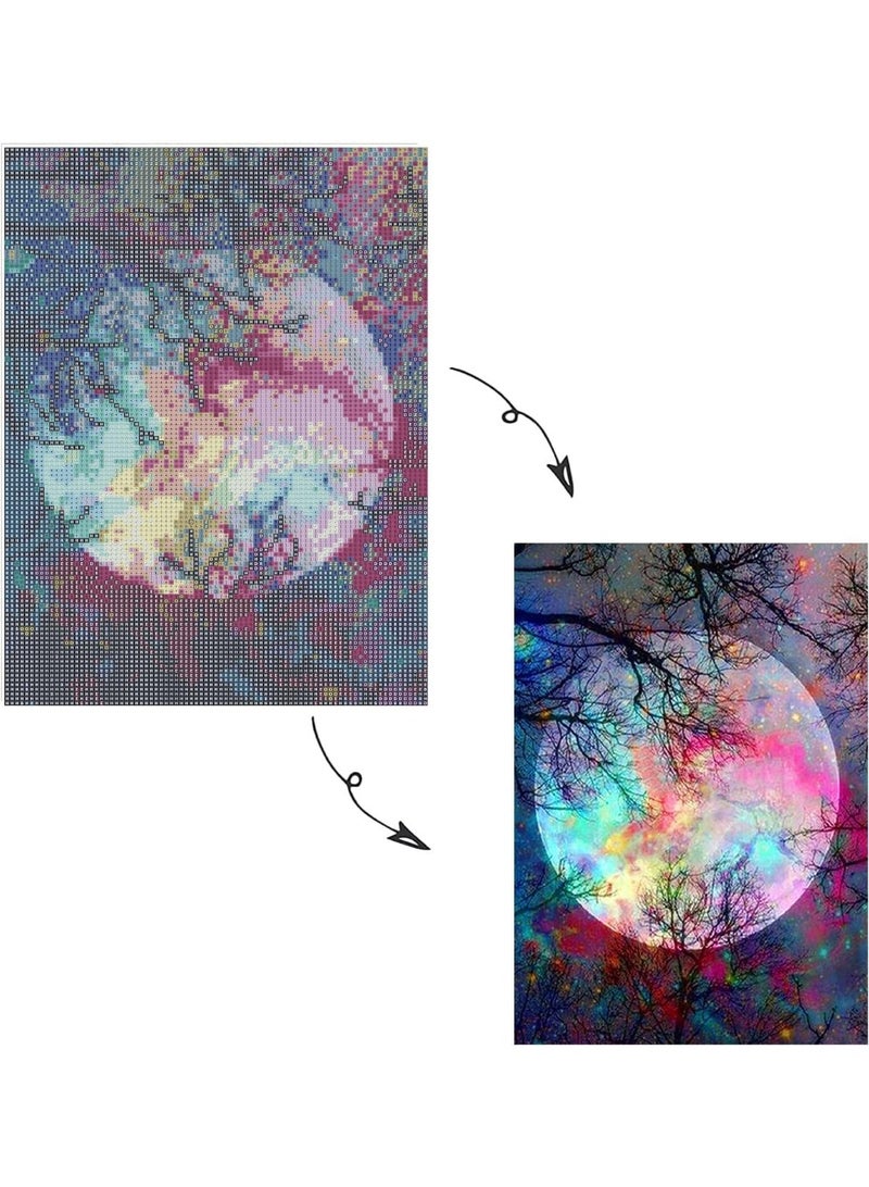 5D Diamond Painting Art Kits, for Adults Kids Beginner, Moon Night Picture Arts Craft Paint, Moon Diamond with Full Round Drill, for Gift Home Wall Art Decor 11.8x15.75 inch (YH6117) - Image 5