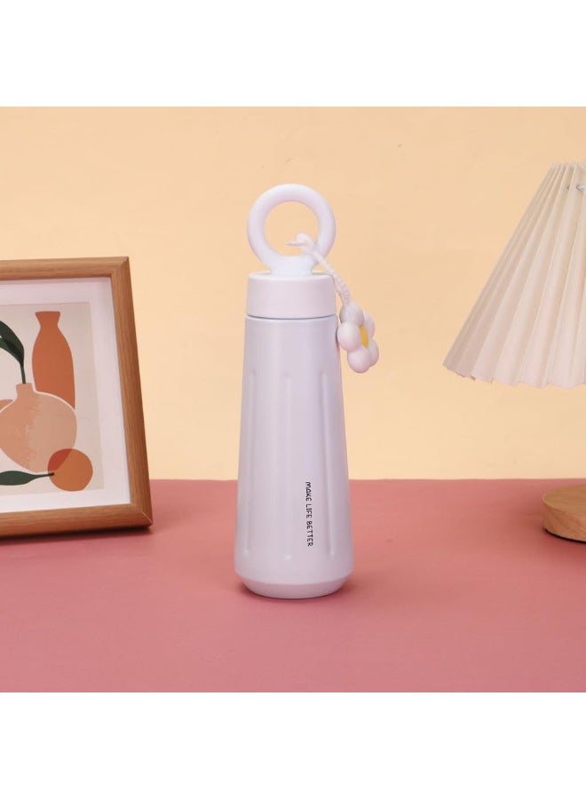 مج حراري ستانلس ستيل للسفر بمقبض مريح - كوب حافظ للحرارة والبرودة بجدار مزدوج - غطاء محكم الغلق مانع للتسرب - لون أبيض ناصع وأنيق. - Image 1