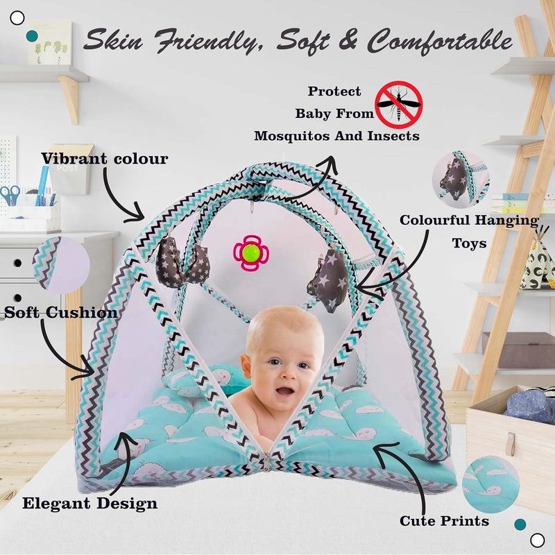 Kwitchy New Born Baby Luxury Bedding Set Play Gym Bed Gadda Set Nappy Changing Sheets Sleeping Bag Green 06 Months - Image 3