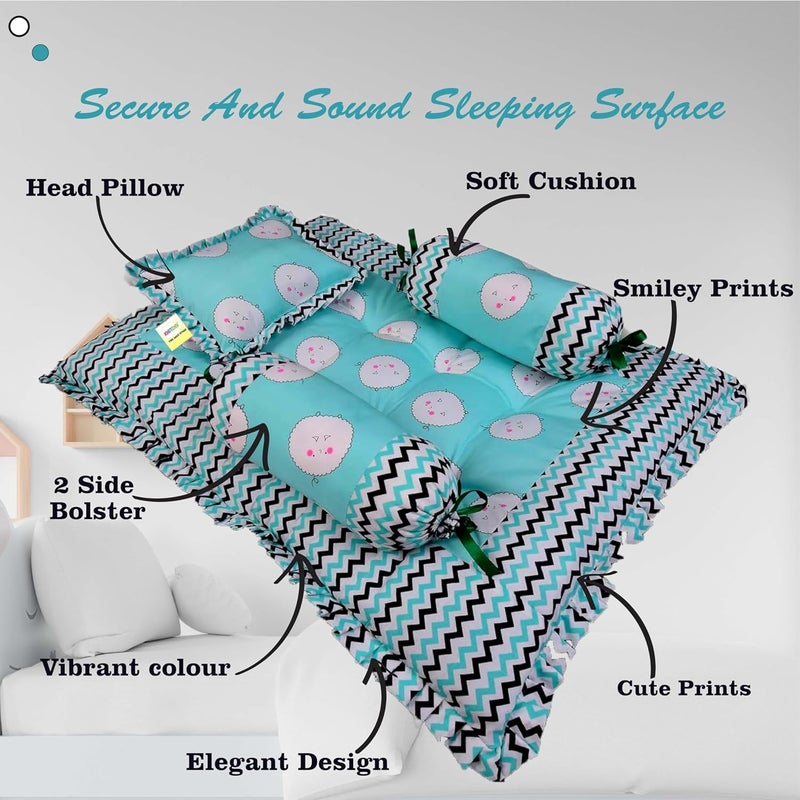 Kwitchy New Born Baby Luxury Bedding Set Play Gym Bed Gadda Set Nappy Changing Sheets Sleeping Bag Green 06 Months - Image 5