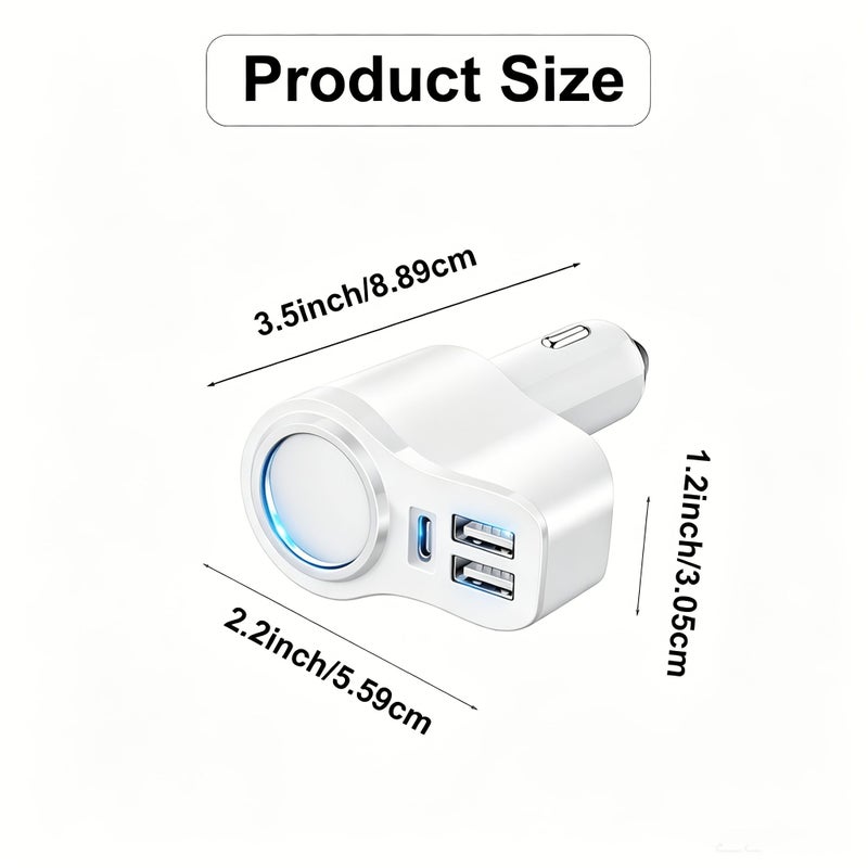شاحن سيارة سريع USB 4 منافذ بقوة 47 واط شحن عالي السرعة PD QC 3.0 مخرج USB-A 2 ومنفذ Type C واحد محول جهد مزدوج 12V 24V متوافق مع الهواتف والأجهزة اللوحية وسماعات الأذن وكاميرات المراقبة ونظام الملاحة وجميع إلكترونيات السيارة باللونين الأسود والأبيض - Image 2