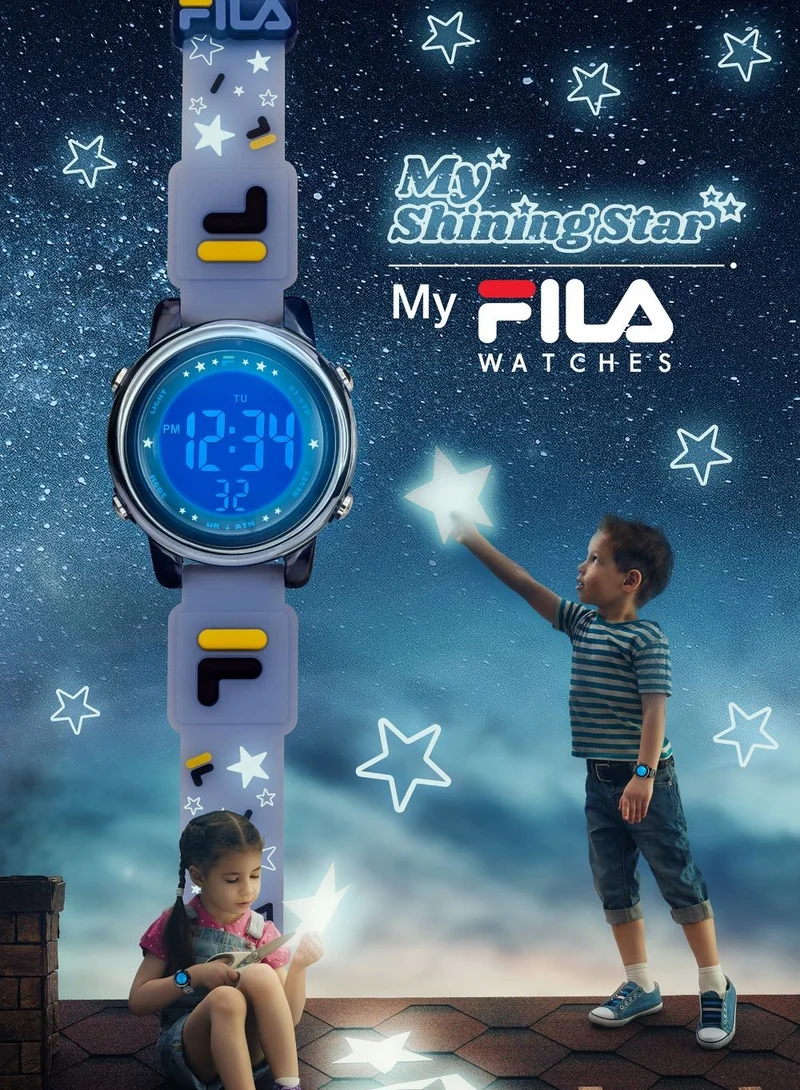 FILA Fila Kids Digital Watch Red & Blue Silicone Strap, 38-218-007, size 34mm