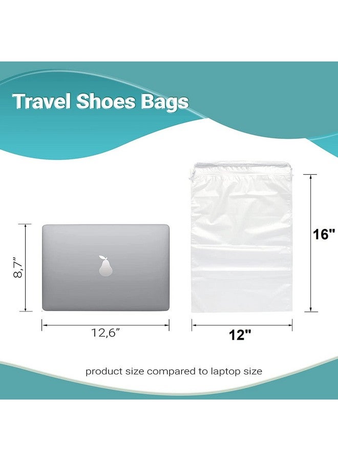dinojames Pack of 50 pcs. Clear Drawstring Bags 12 x 16. Double Cotton Drawstrings Polyethylene Bags .Shoe Bag, Plastic Bags for Packing and Storing - Image 3