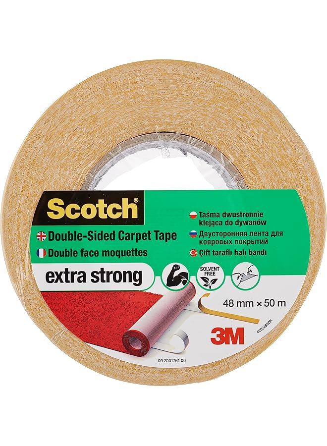 Scotch  Scotch Skirting-Board Double-sided Carpet Tape 48mm x 50m, 1 unit/pack | Transparent color | Extra Strong | Holds rugs and carpets | Variety of Floors  - Image 1