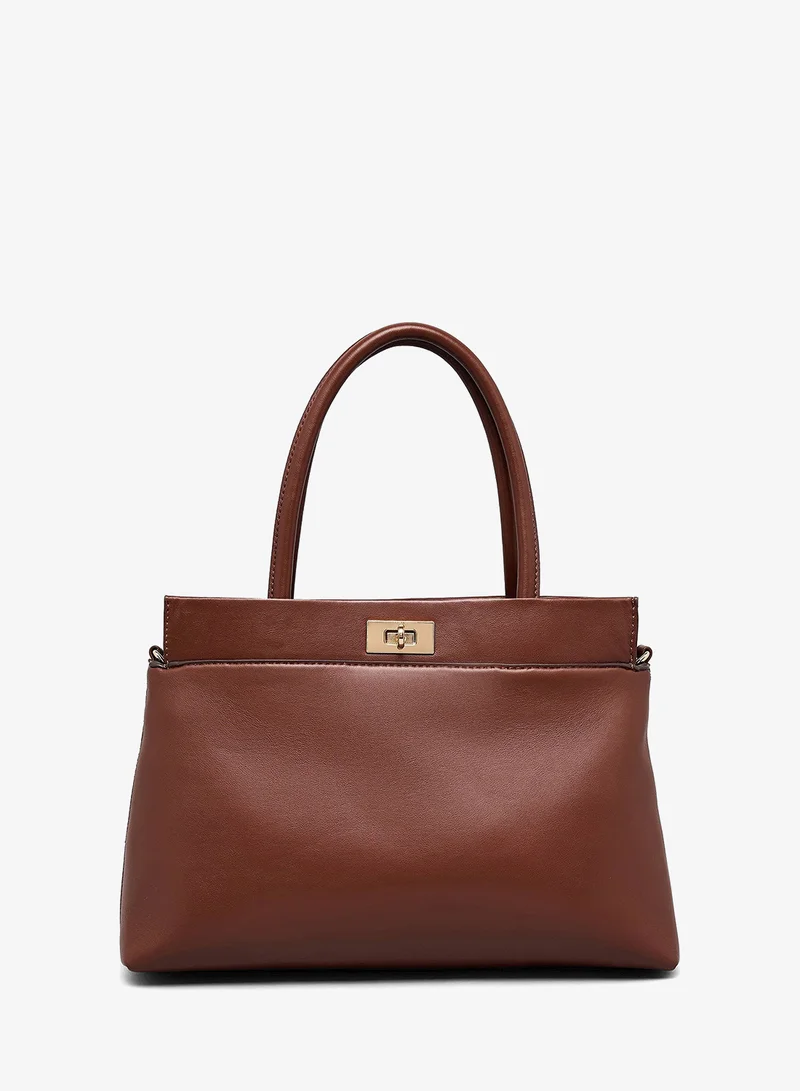 R&B Solid Twist-Lock Satchel Bag