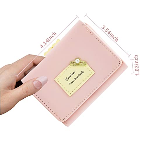 PALAY® Women's Wallet Ladies Purse PU Leather Short Small Wallet for Women with Multiple Card Slots and Card Holders, Pink - Image 3