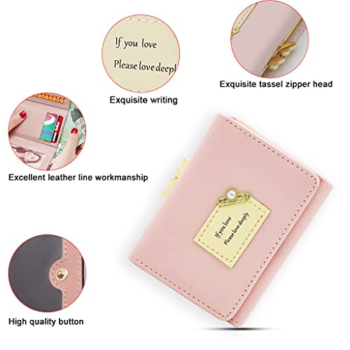 PALAY® Women's Wallet Ladies Purse PU Leather Short Small Wallet for Women with Multiple Card Slots and Card Holders, Pink - Image 2