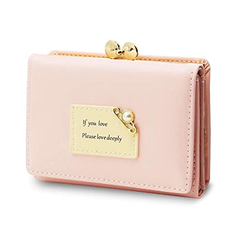 PALAY® Women's Wallet Ladies Purse PU Leather Short Small Wallet for Women with Multiple Card Slots and Card Holders, Pink - Image 1