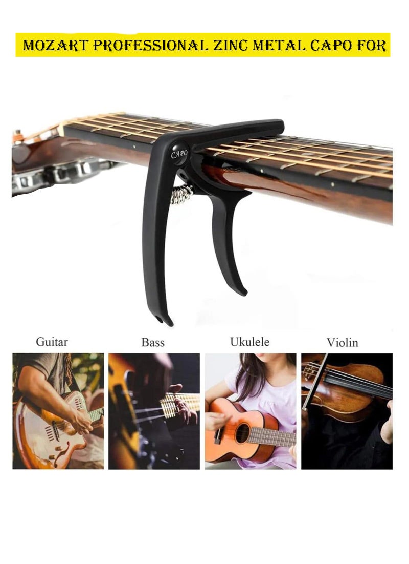 Mozart Guitar Capo with Bridge Pin Remover – Durable Black Guitar Capo for Acoustic, Electric & Classical Guitars, Easy to Use for Beginners, Students & Professionals - Image 5