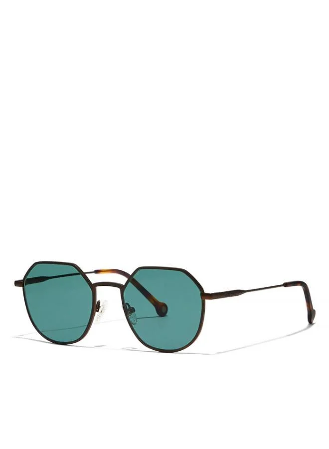 30Sundays TURN UP Men Green Sunglasses - Frame Material: Metal - Lens Color: Green - Frame Color: Brown - Full Rim