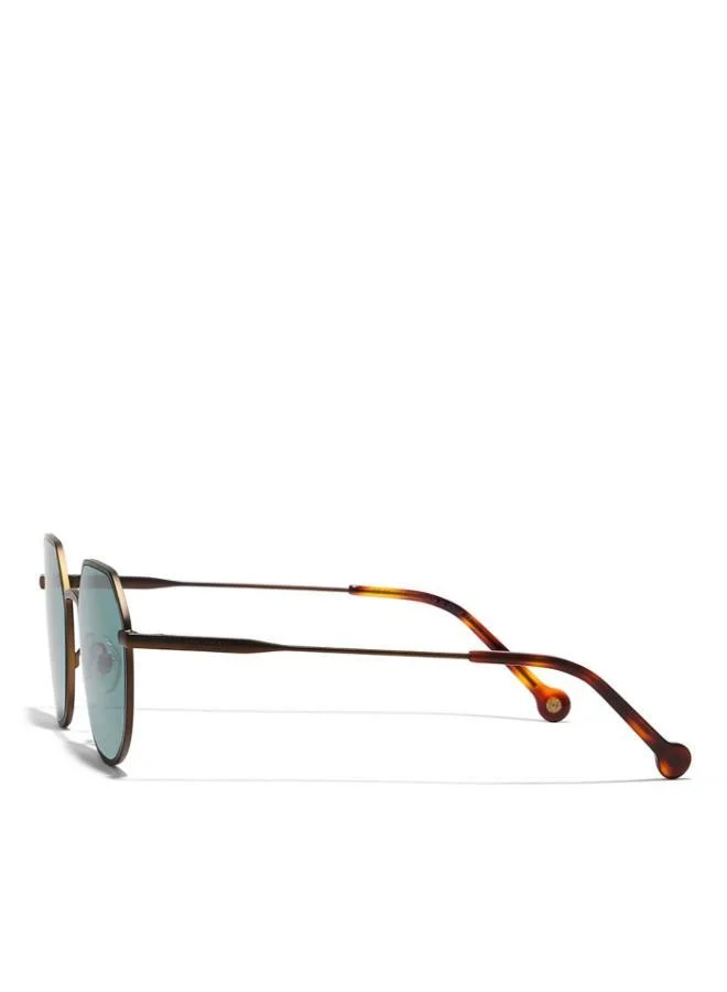 30Sundays TURN UP Men Green Sunglasses - Frame Material: Metal - Lens Color: Green - Frame Color: Brown - Full Rim