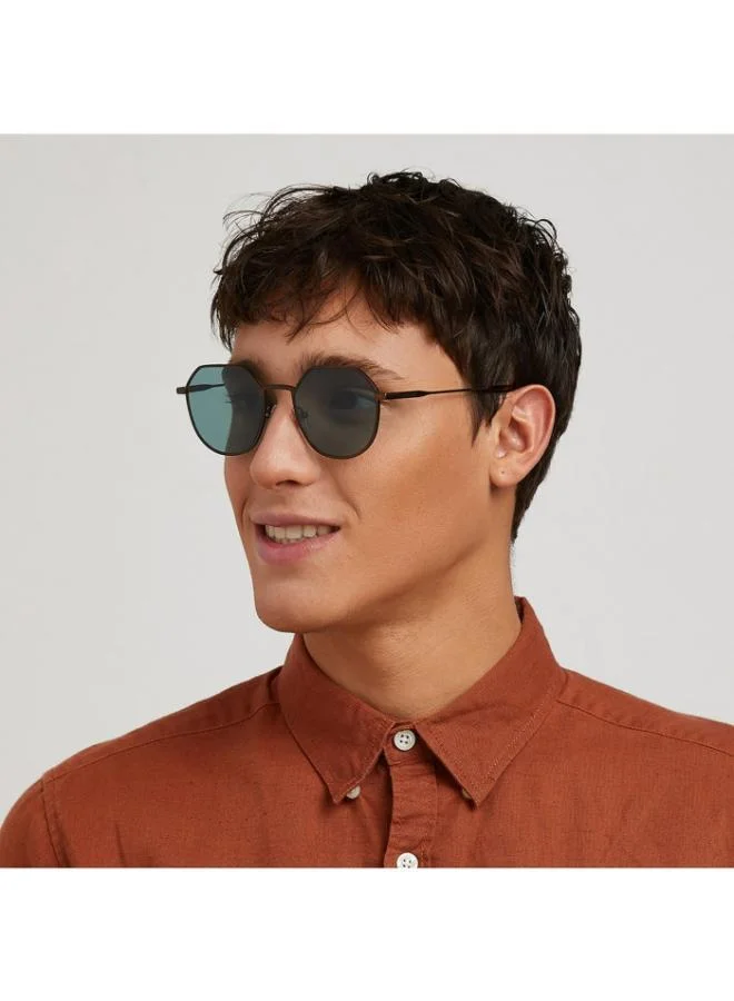 30Sundays TURN UP Men Green Sunglasses - Frame Material: Metal - Lens Color: Green - Frame Color: Brown - Full Rim
