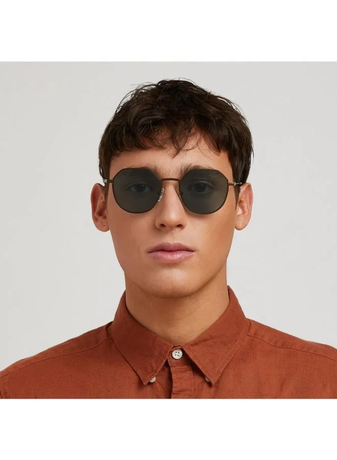 30Sundays TURN UP Men Green Sunglasses - Frame Material: Metal - Lens Color: Green - Frame Color: Brown - Full Rim