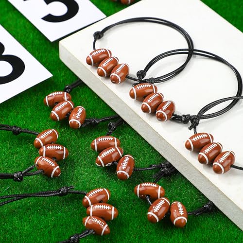 Yinder 20 Pcs Football Beads Bracelets Bulk Football Party Favors Sport Theme Charm Bracelets Adjustable Braided Gifts Sports for Fan Women Adults Birthday Party Supplies - Image 5