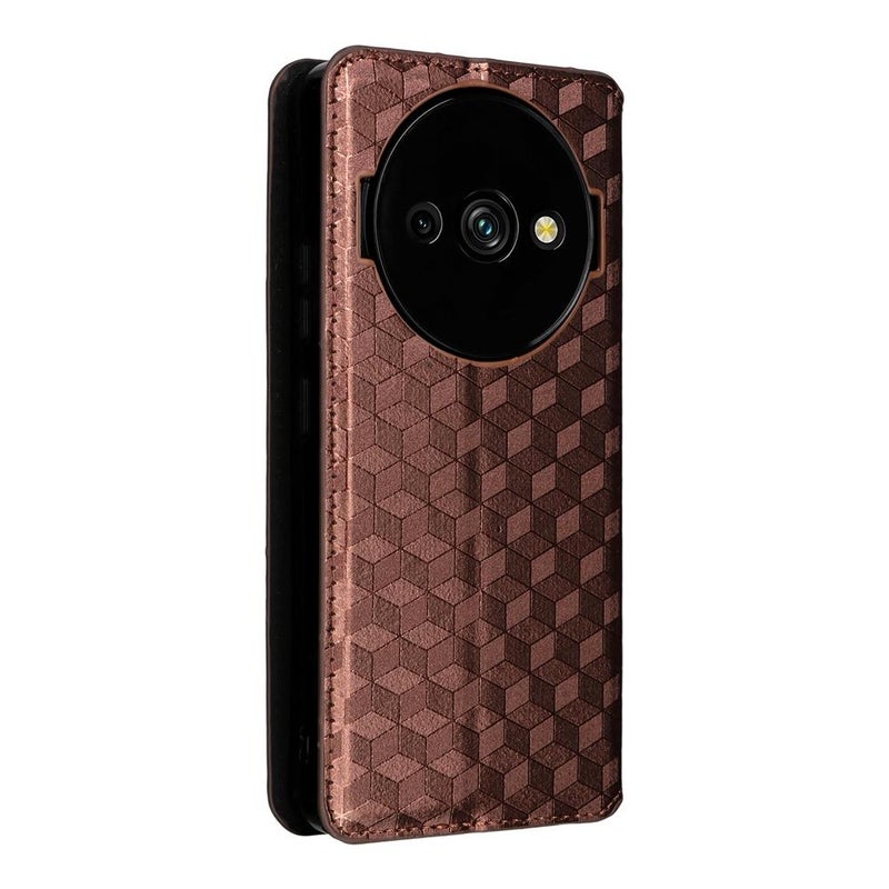 erorex For Oukitel C59 / C59 Pro Cubic Grid Texture Flip Leather Phone Case(Brown) - Image 3