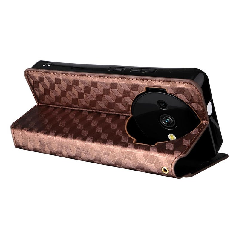 erorex For Oukitel C59 / C59 Pro Cubic Grid Texture Flip Leather Phone Case(Brown) - Image 5