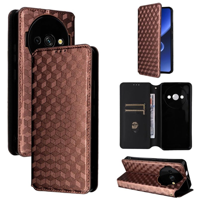 erorex For Oukitel C59 / C59 Pro Cubic Grid Texture Flip Leather Phone Case(Brown) - Image 1